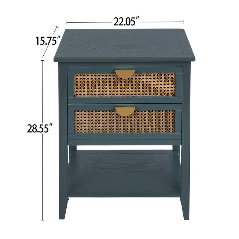 2-Drawer Nightstand Bed Side Table with Storage Cabinet End Table shelf Wood Side Table