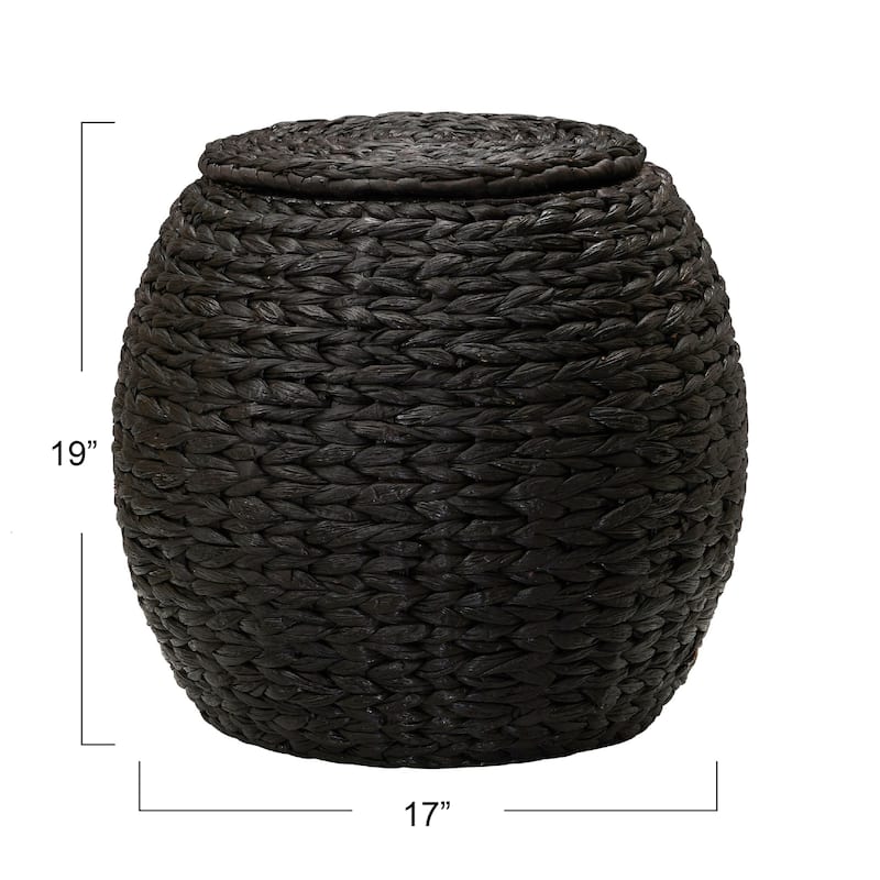 Household Essentials Handwoven Barrel Wicker Storage Basket Side Table - 17.0"L x 17.0"W x 19.0"H