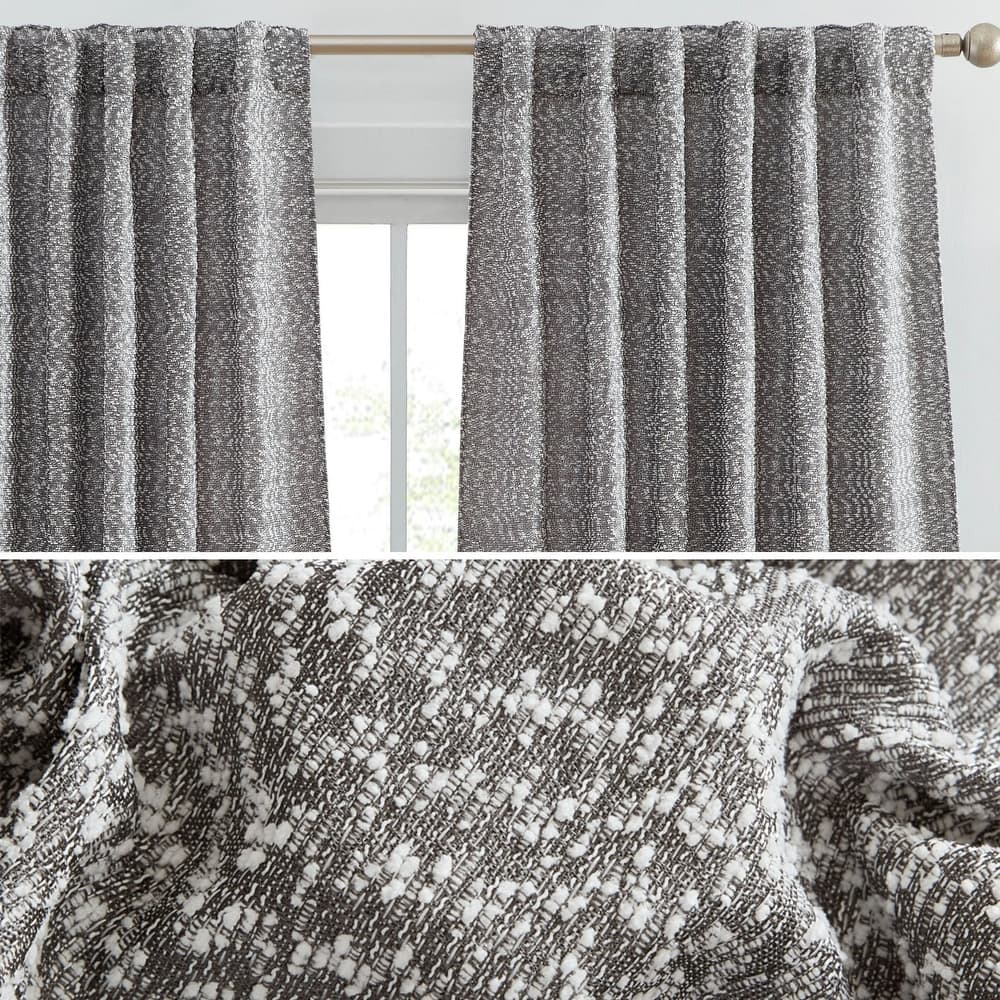 HLC.ME Easton Jacquard Slub Texture - Privacy Curtains with Back Tab Rod Pocket Lightweight Window Curtains Panels, Set of 2