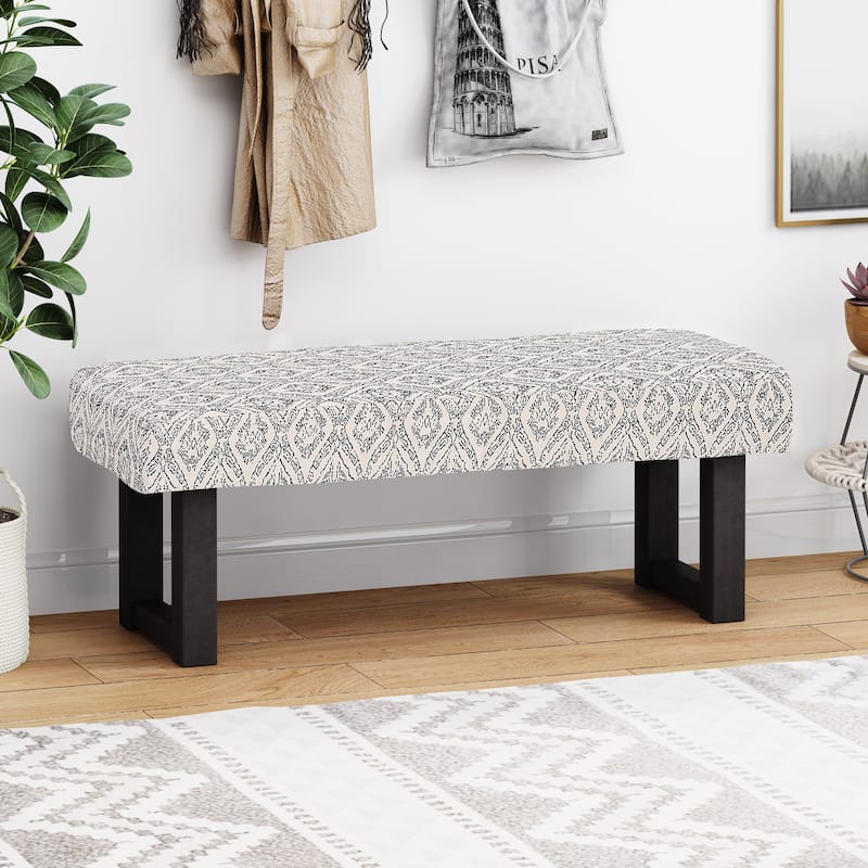Ashford Boho Fabric Bench by Christopher Knight Home - Black Print + Black