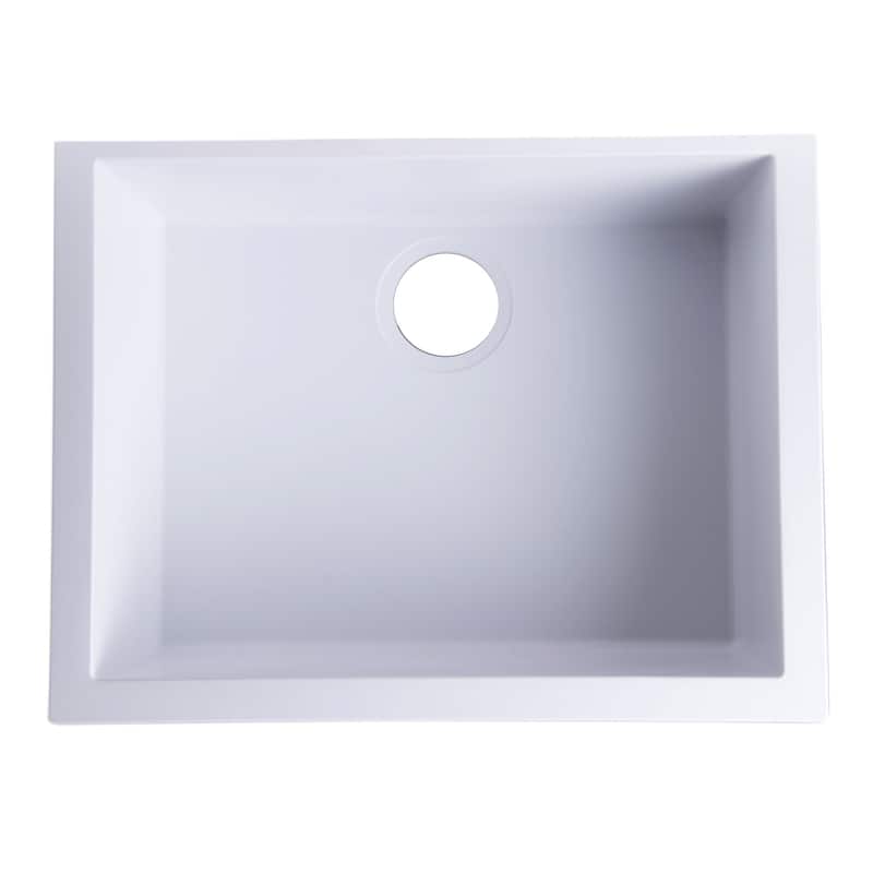 Alfi White Granite Composite 24-inch Undermount Single Bowl Kitchen Sink