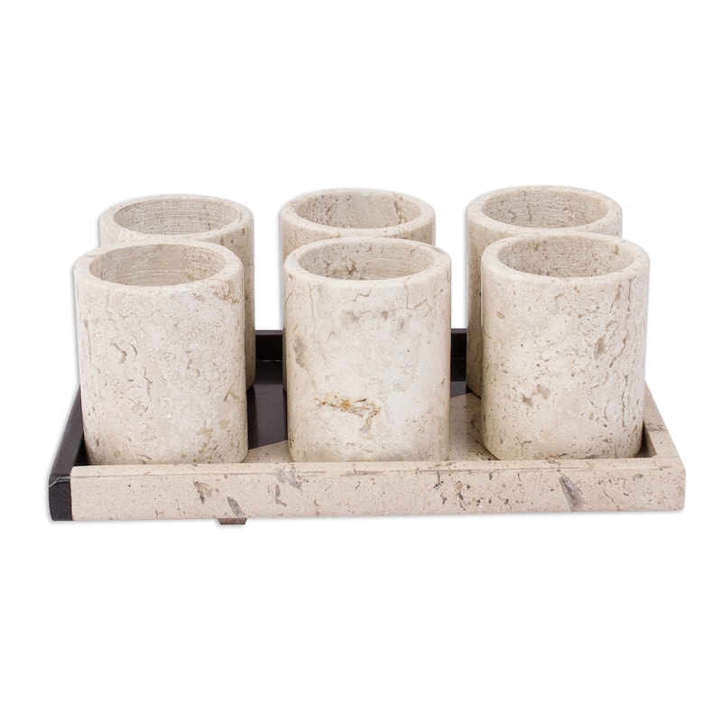 NOVICA Artisan Handblown Marble Tequila Shot Glasses Tequila Gifts 'Oblique Modernity'(Set of 6)