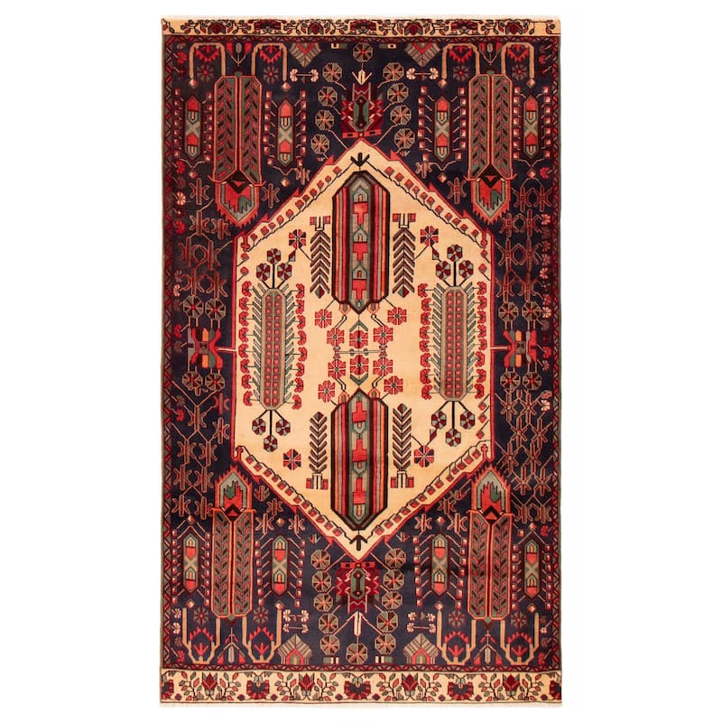 ECARPETGALLERY Hand-knotted Melis Vintage Navy Wool Rug - 5'3 x 9'4 - Dark Navy - 5'3 x 9'4