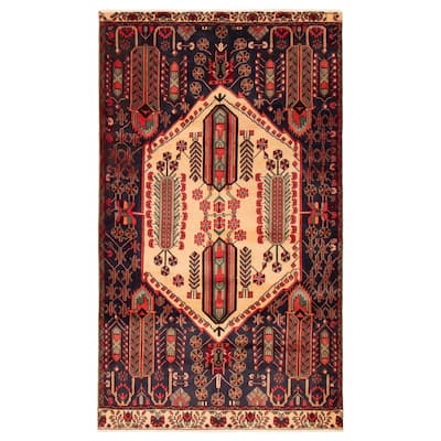 ECARPETGALLERY Hand-knotted Melis Vintage Navy Wool Rug - 5'3 x 9'4