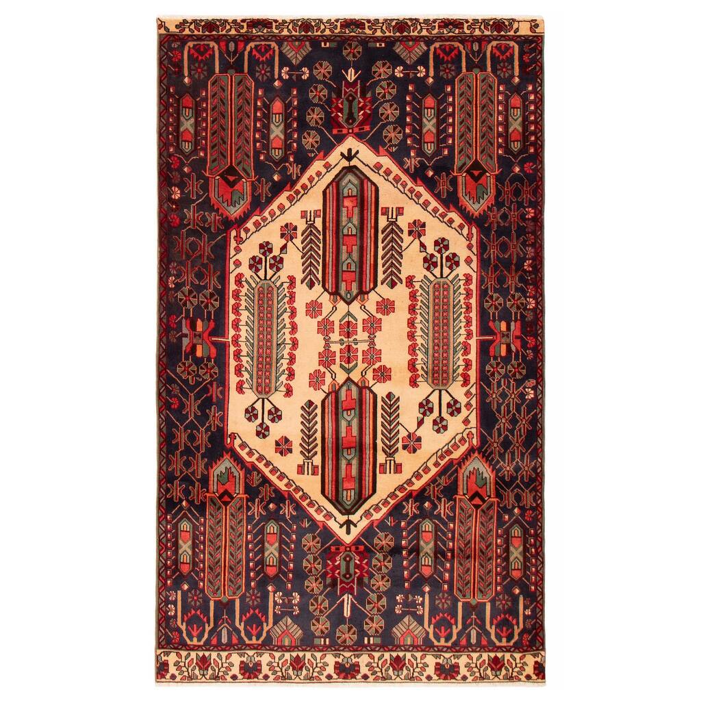 ECARPETGALLERY Hand-knotted Melis Vintage Navy Wool Rug - 5'3 x 9'4