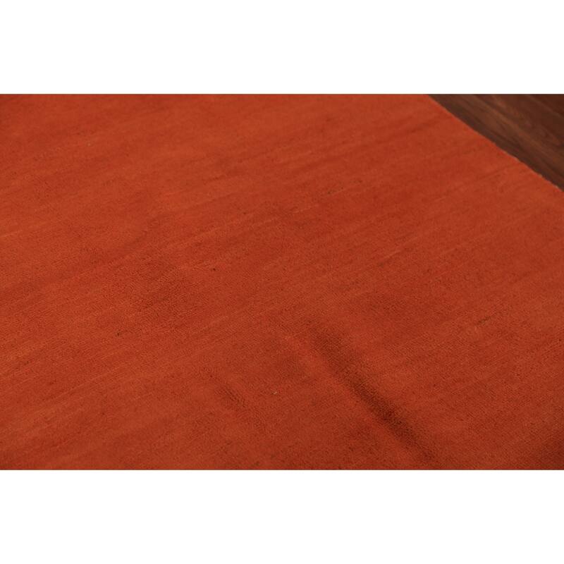 Orange Modern Gabbeh Area Rug Oriental Hand-Knotted Wool Carpet - 4'8" x 6'4"