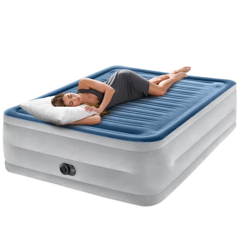 22" Dura-Beam Deluxe Comfort-Plush Queen Air Mattress, Blue
