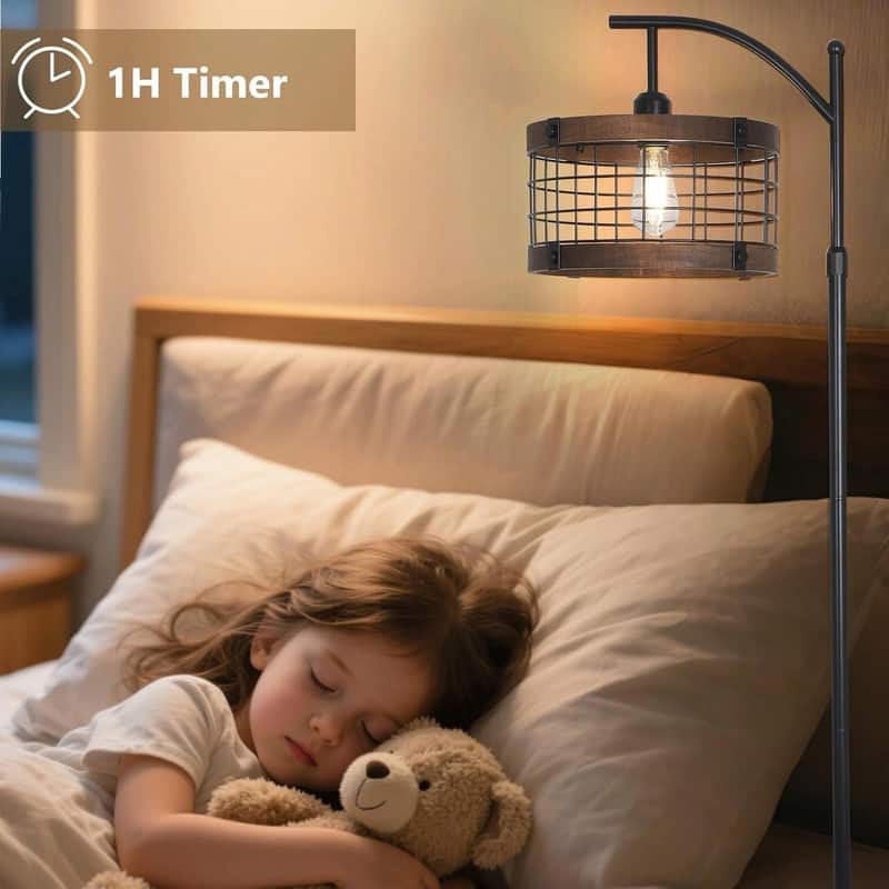 Arc Floor Lamp with Remote Control and Dimmable LED Bulb