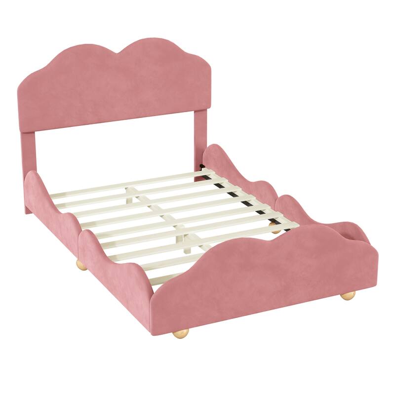 Upholstered Platform Bed with Cloud Shaped bed board