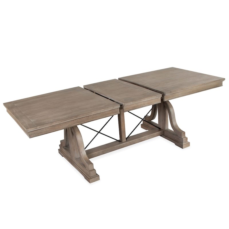 Magnussen Home Paxton Place Dovetail Grey Extendable Trestle Dining Table - 38''W x 72''D x 30''H