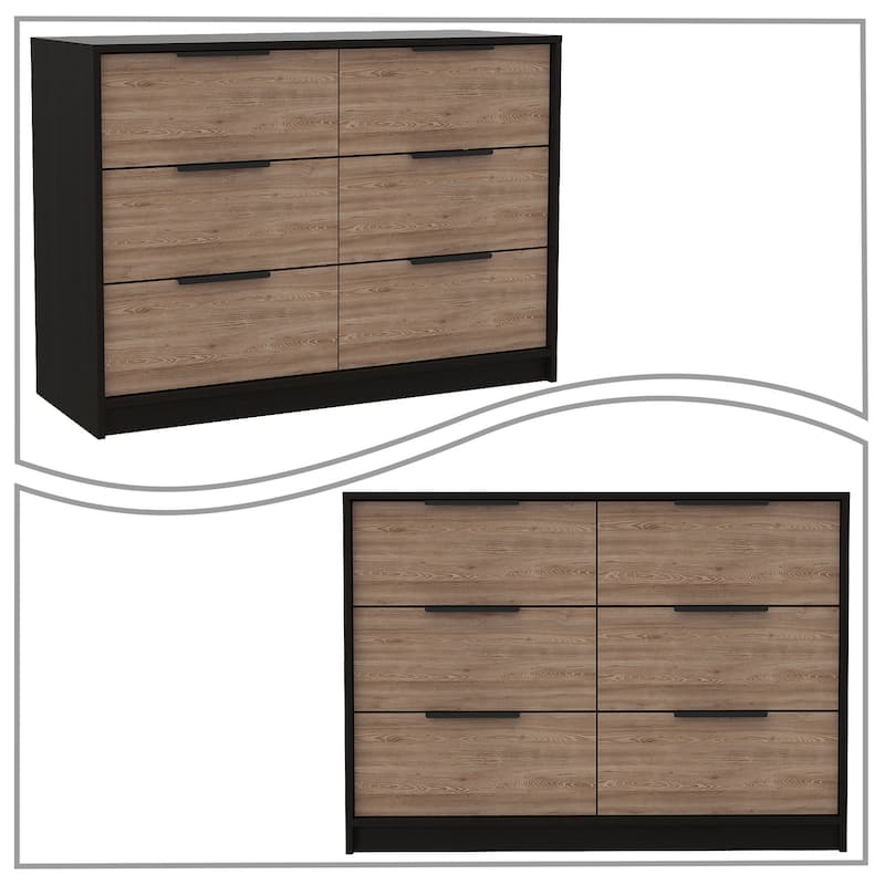 Farmhouse Wooden Storage Dresser with 4 Drawers and 2 Cabinets