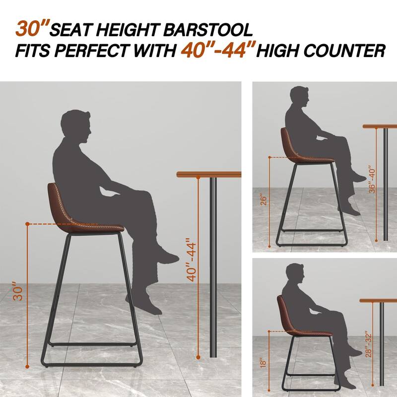 Bar Height Bar Stools Set of 2, Barstools with Backs, Modern Bar Stools for Kitchen Island, Bar Stools 30 Inch Seat Height