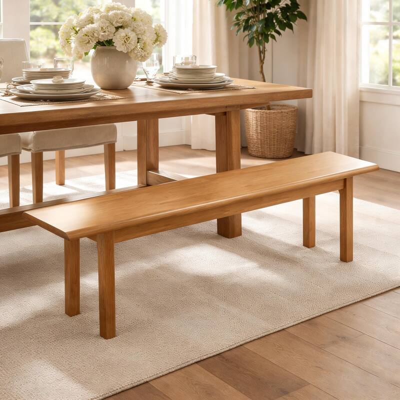 Solid Wood Dining Bench Entryway Bench Farmhouse Kitchen Table Bench - 63 inch - Wood