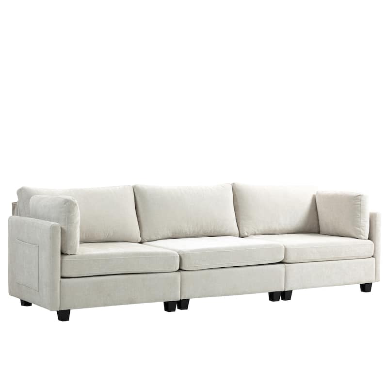 111" Chenille Living Room 3-Seater Sofa Sectional Sofa Cloud-soft Sitting