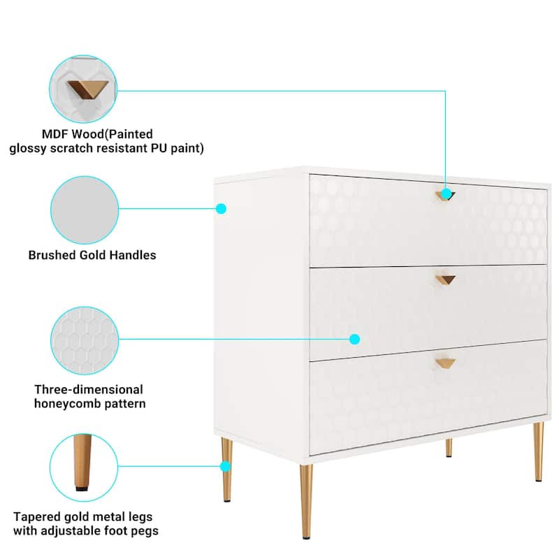 Morden Wood Furniture 3-Drawer Dresser Chest
