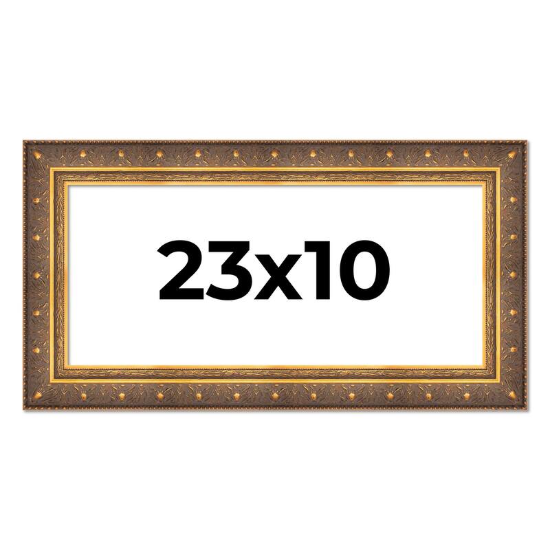 23x10 Frame Vintage Gold Solid Wood Picture Frame | 2.5 Inch Moulding