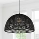 preview thumbnail 22 of 29, Jigu 1-Light Bohemian Modern Woven Rattan/Iron LED Pendant, by JONATHAN Y Black