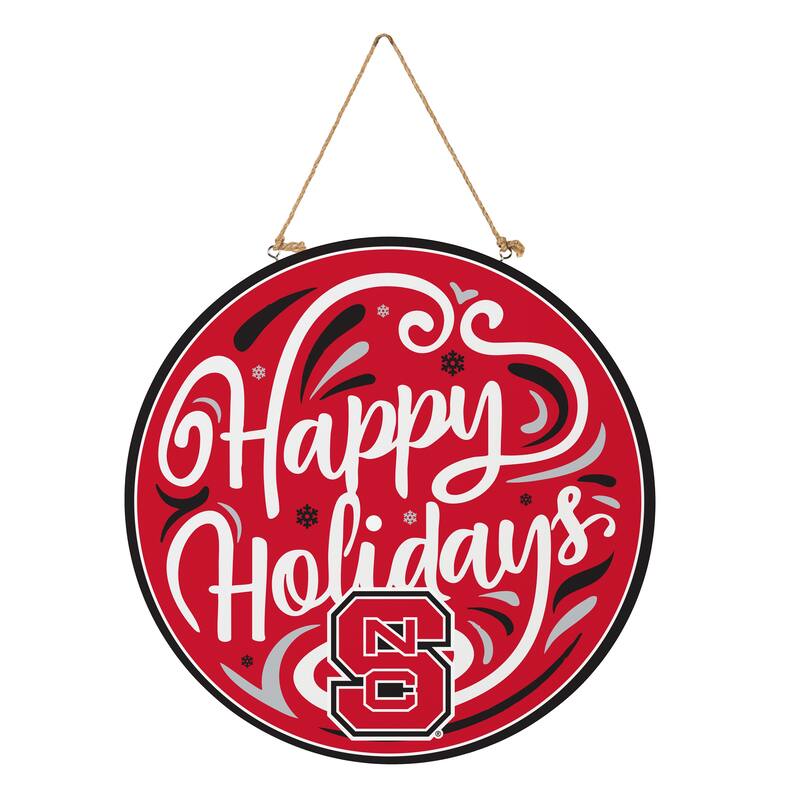 North Carolina State University 18" x 18" Happy Holidays Door Décor Wall Sign - 18" x 18"