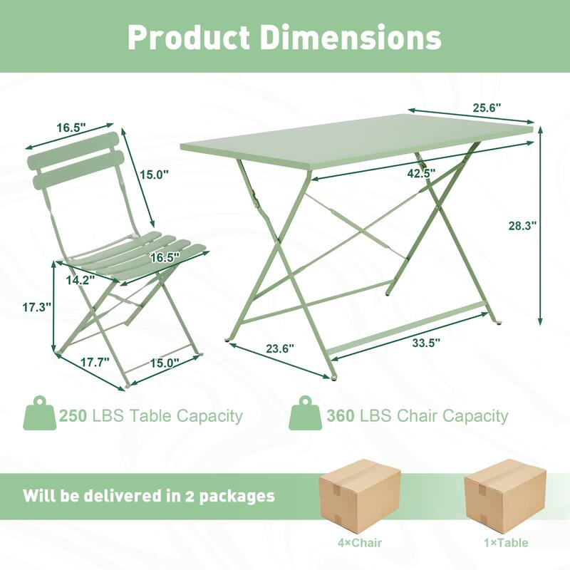 Outdoor 3-Piece Bistro Set, Foldable Patio Dining Sets, Rust-Resistant, Lightweight, Easy to Clean, for Balcony, Garden, Pool