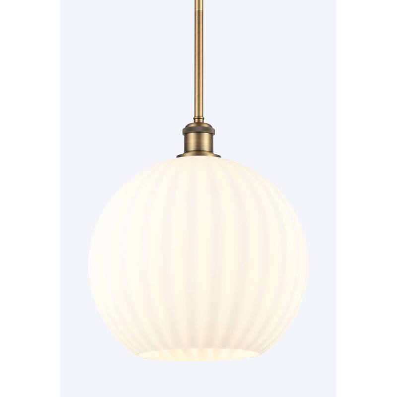 Innovations Lighting 516-1S-14-12 White Venetian Pendant White - Brushed Brass / White Venetian