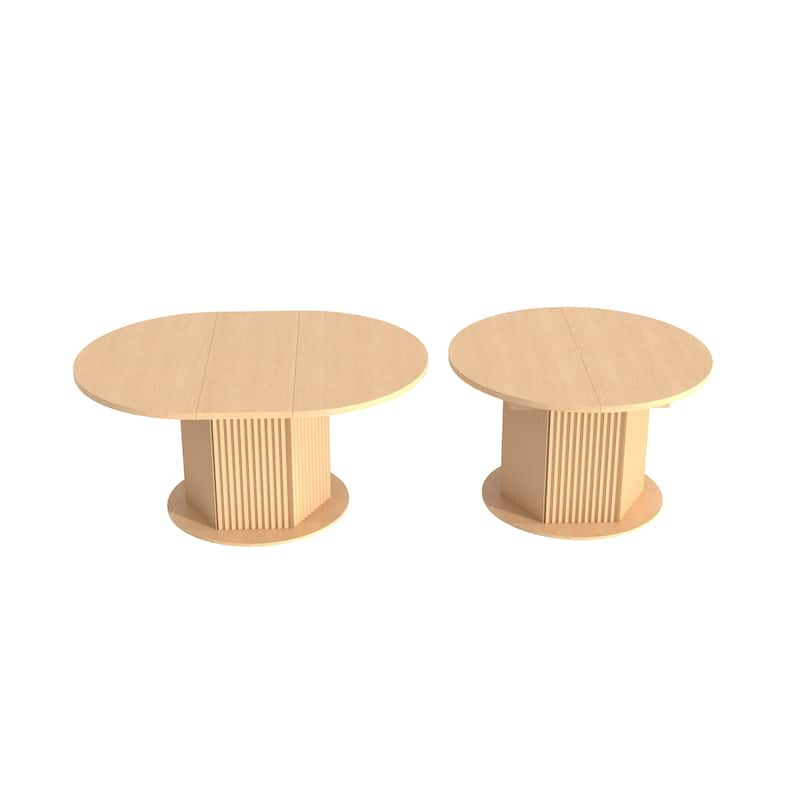 Round Dining Table for 4-6 People, Kitchen Table with Bump Texture Base, Wooden Dinner Table for Dining Room Family Gathering