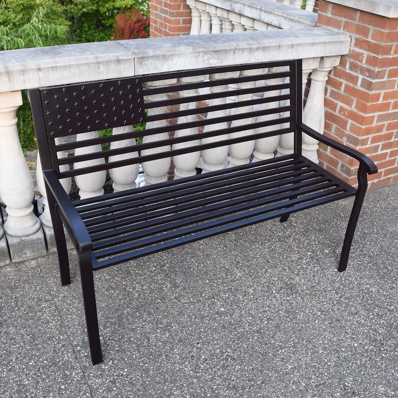 American Pride Wood and Metal Bench