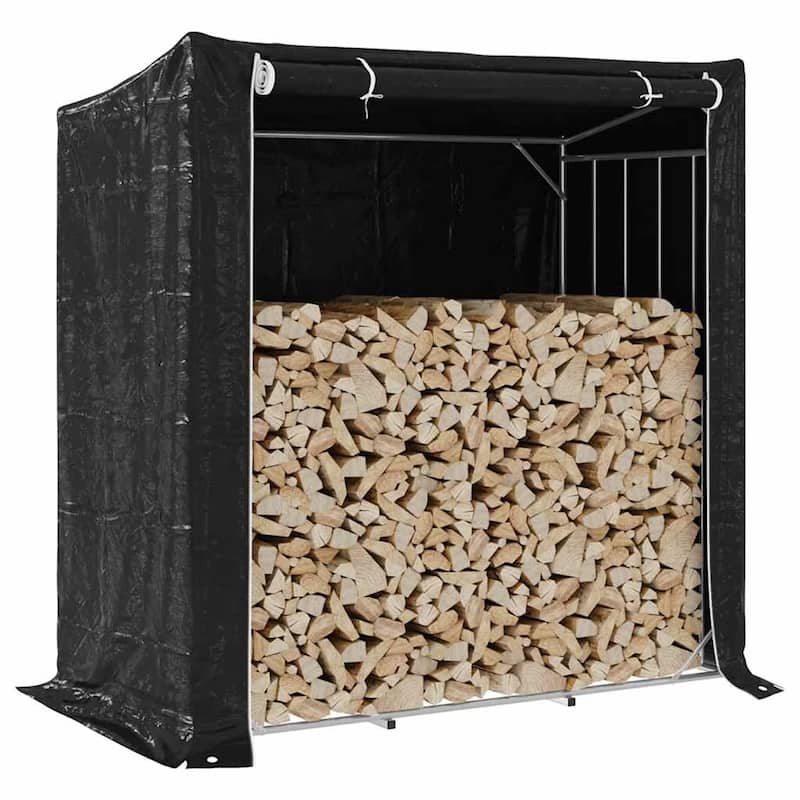 vidaXL vidaxL Firewood Rack with Rain Cover 200x100x200 cm Galvanised Steel - 200 x 100 x 200 cm