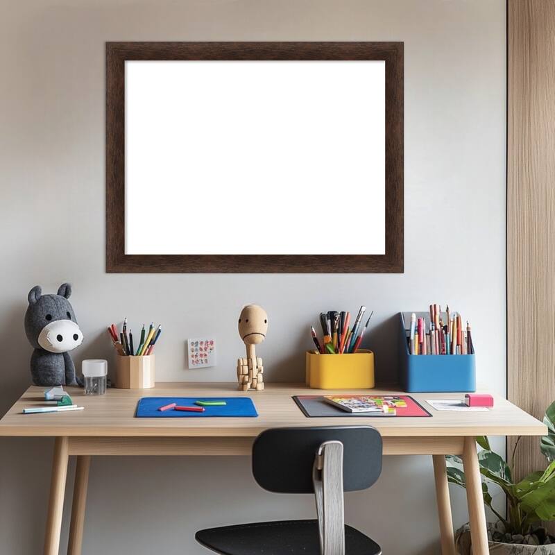 Amanti Art Warm Walnut Narrow Framed Dry Erase Magnetic Board