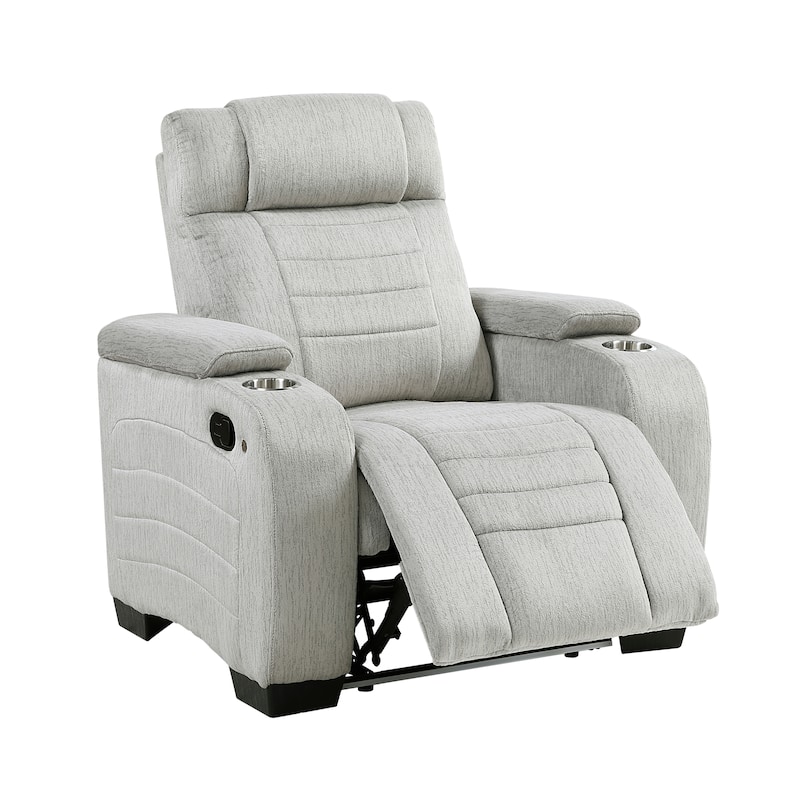 Coast 38.5" Microfiber Manual Recliner - Storage Arm, Cup Holder & LED