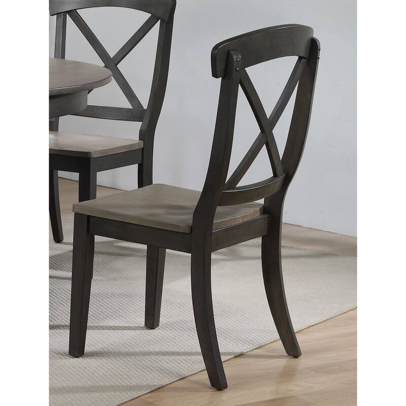 Art Deco Antiqued Grey Stone/Black Stone Transitional X-Back 5-Piece Dining Set