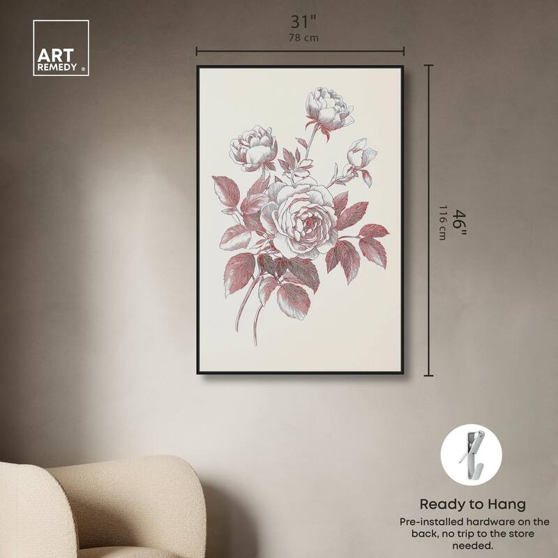 Breezy Red Pencil Blooms II Canvas by Art Remedy