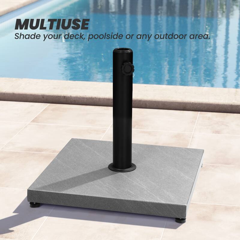 Umbrella Base Holder Square Weighted Stand for Outdoor Market Umbrella, Cement Concrete Steel