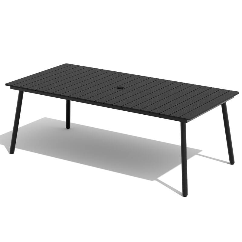 Pellebant Outdoor Rectangle Aluminum Dining Table with Umbrella Hole