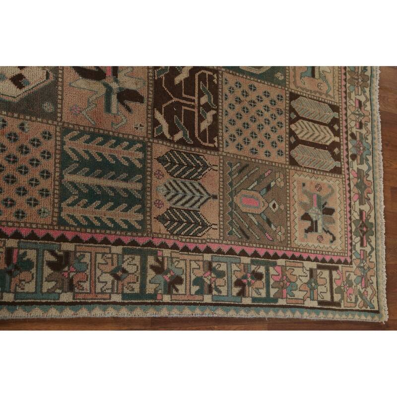 Garden Design Bakhtiari Persian Vintage Rug Hand-Knotted Wool Carpet - 4'10" x 9'2"