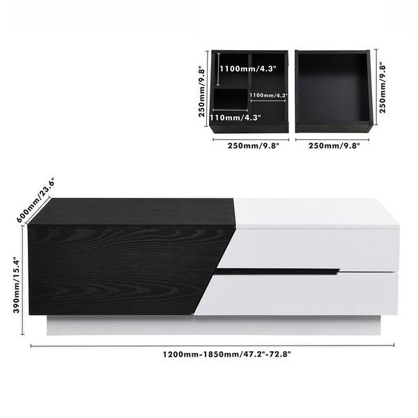 Extendable Sliding Top Coffee Table, Modern Design End Table with