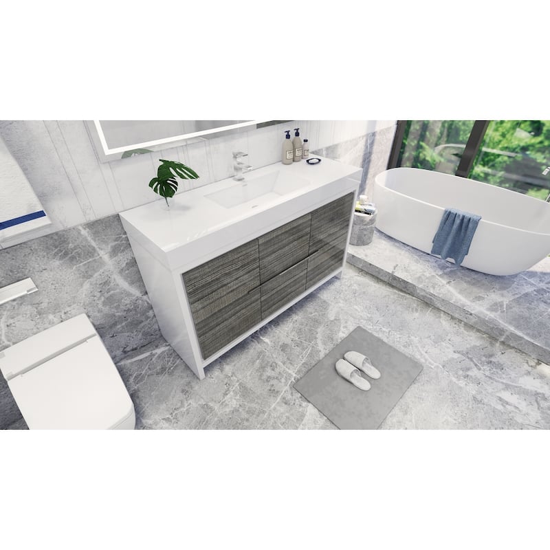 Dove 60'' Freestanding Vanity with Single Reinforced Acrylic Sink