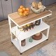 preview thumbnail 4 of 5, Rolling Kitchen Island Cart on Wheels with Storage Shelves, 3-Tier Kitchen Bar Serving Cart with Towel Handle and Hooks - White