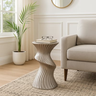Marble Top Aluminum Side Table Round Sculptural Accent Modern