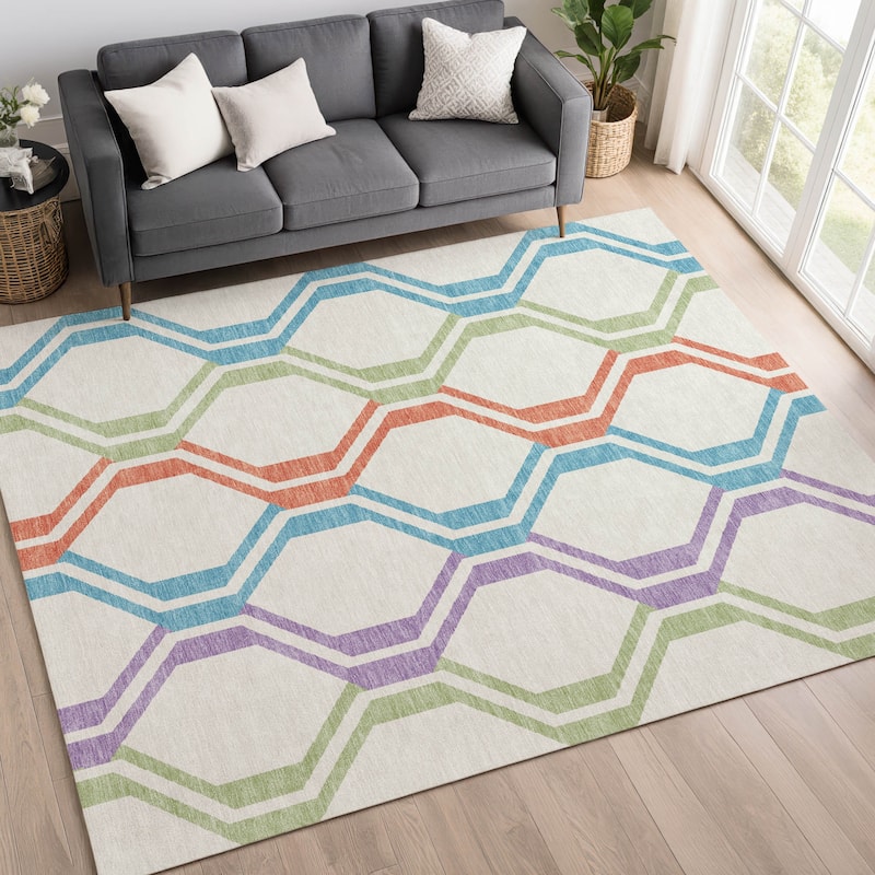 Machine Washable Indoor/ Outdoor Contemporary Dimensions Chantille Rug