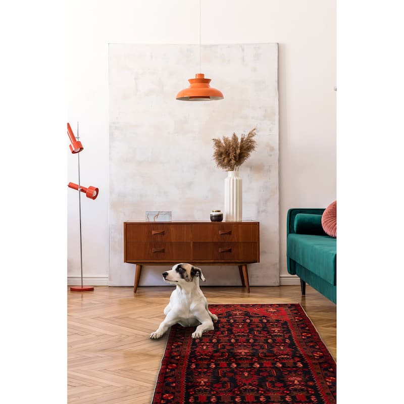 Andelz Navy, Red Rug 3'8" x 9'10" - 3'8 x 9'10