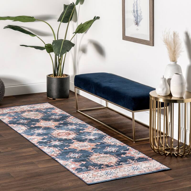 Nuloom Finley SpinClean Machine Washable Vintage Distressed Area Rug