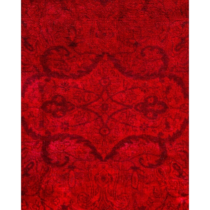 Overton Hand Knotted Wool Vintage Inspired Modern Contemporary Overdyed Red Area Rug - 4' 1" x 6' 2"