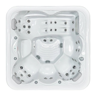Buenospa New York 6 - Person 49 - Jet Hot Tub, Ice White, Gray with Ozone and LED Lights - Sterling Silver - 85 x 85 x 35