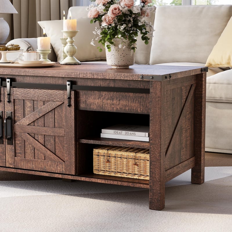 Farmhouse lift-top Coffee Table, Hidden Storage, Rustic Center Table