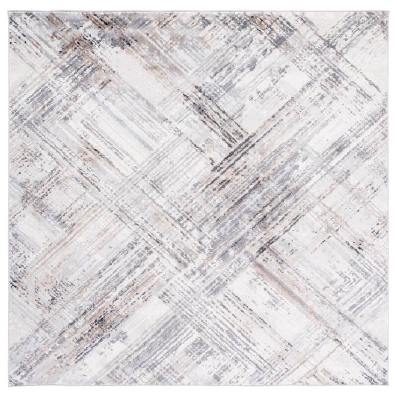 SAFAVIEH Shivan Cristele Modern Abstract Rug - 6'7" Square - Ivory/Grey
