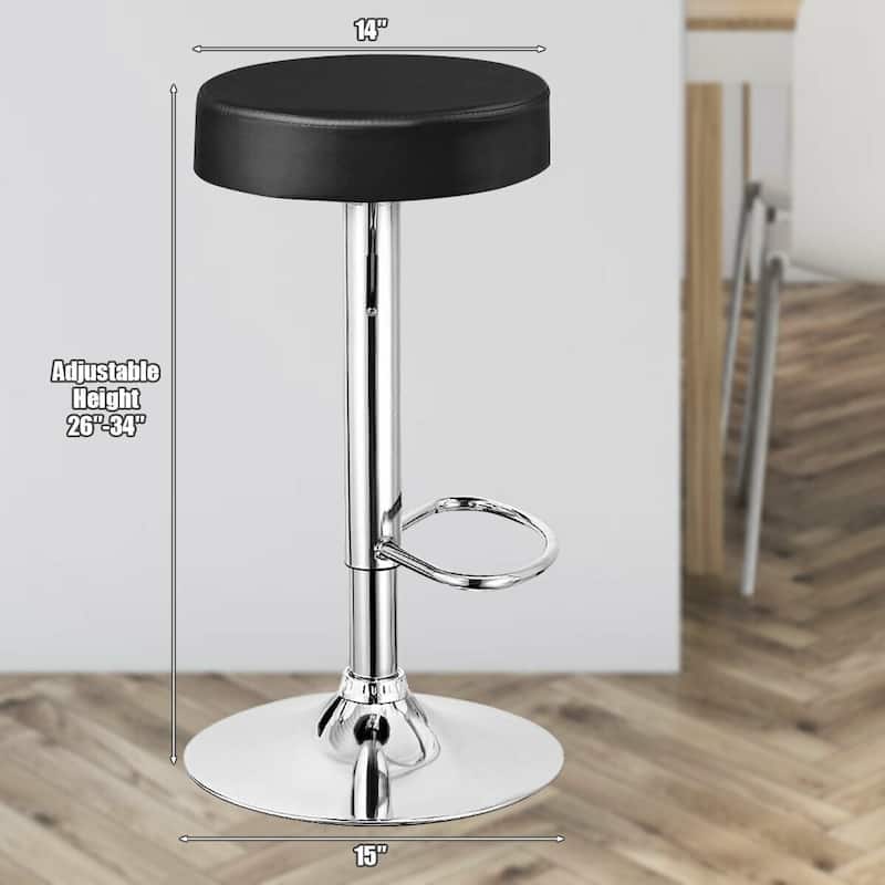 1 PC Round Bar Stool Adjustable Swivel Pub Chair - 14" x 26" - 34" (D x H)
