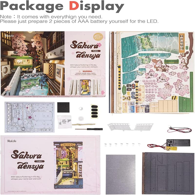 DIY 3D Book Nook Kit - Sakura Densya 340 Pcs