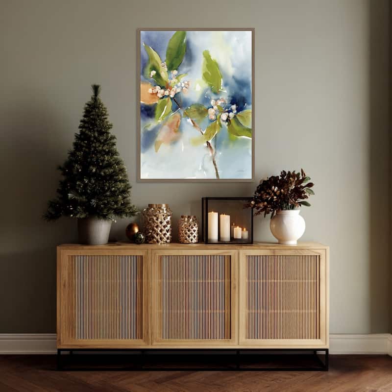 Winter Berries by Katrina Pete (23 x 30 in.), Framed Canvas Wall Art Print - Sylvie Dark Gold