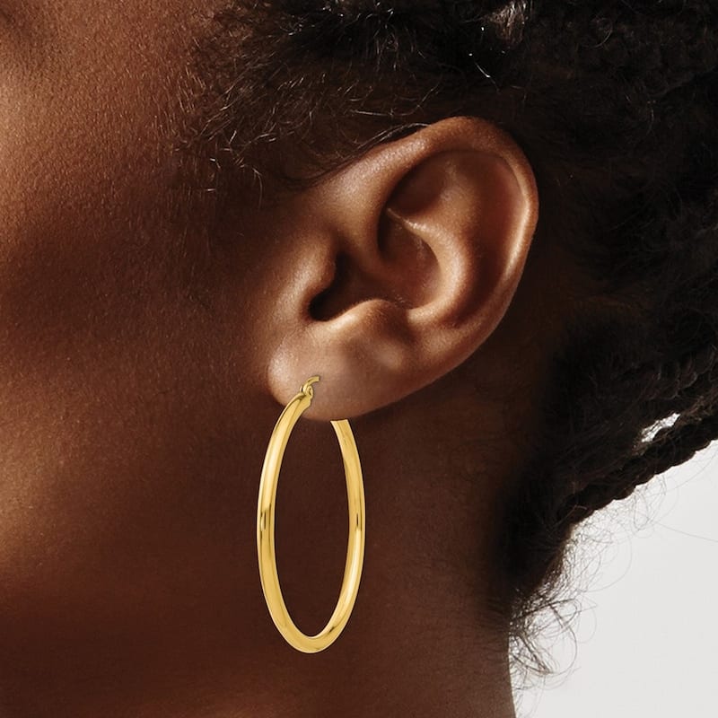 Curata 14k Yellow Gold Polished 2.5mm Solid Classic Hoop Earrings - 20mm-65mm