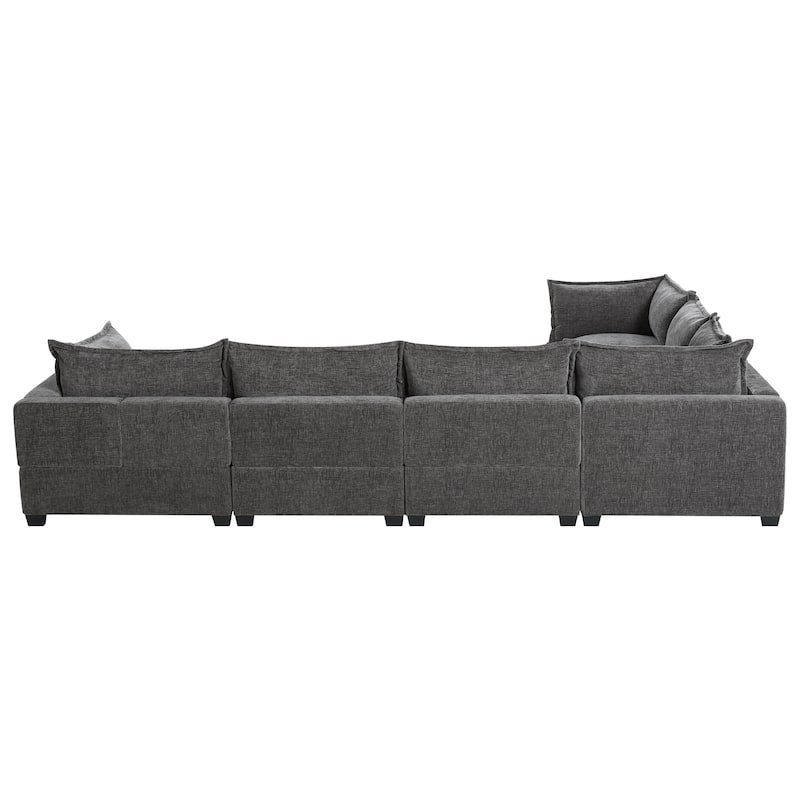 Modular Sectional Sofa With Movable Storage Ottoman,7 Seat U Shaped Couch,Wide Seat & Free Combination,Oversized Chenille Sofa
